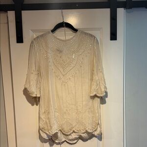 Elegant Cream Beaded Women's Top